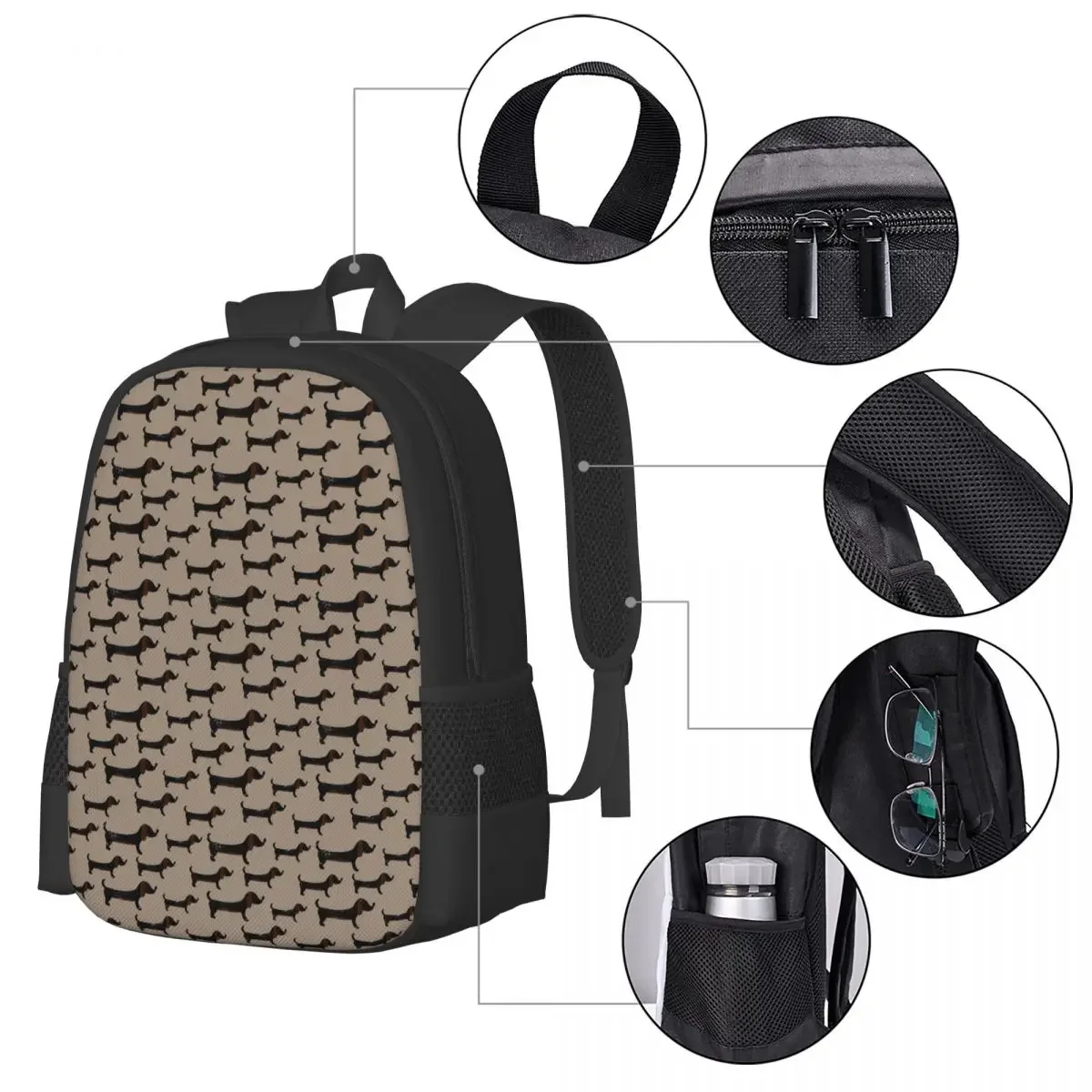Puppy pattern print for boys and girls, children's backpacks, laptops, shoulder bags