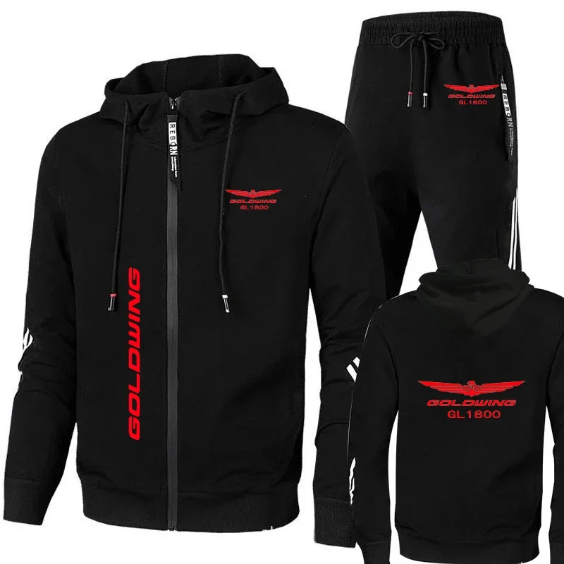 

2024 Autumn Tracksuit Honda Gold Wing GL1800 Red Logo Sportswear Men Hoodie+Pant Suit Honda Biker Men Clothing Sweatsuit Set Men