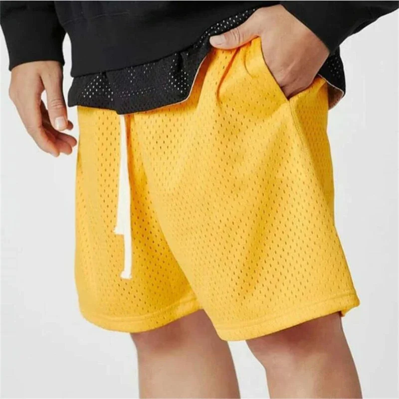 Pantalones cortos de verano para hombre, Shorts informales de malla transpirable, cómodos, para Fitness y culturismo