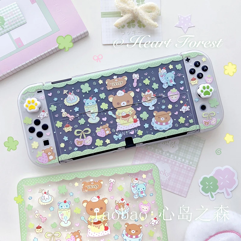 Heart Forest Switch Protective Case Cute Lucky Rilakkuma Original Design Hard Shell For OLED 2 Lite Game Console