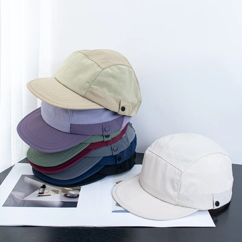 Custom Print Logo Quick Dry 5 Panel Cap, Lightweight Breathable Flat Brim Sun Hat for Men Women Outdoor Hiking Camping
