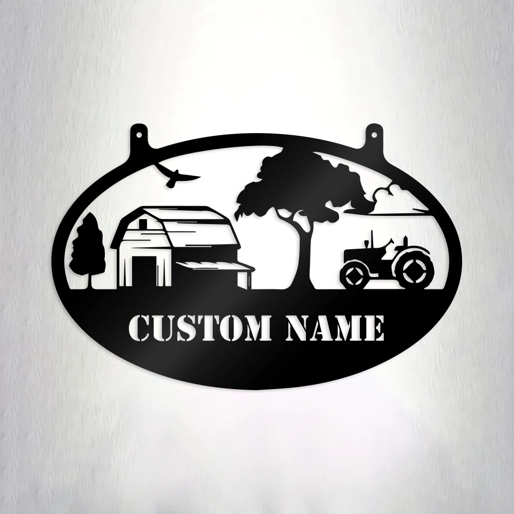 

1pc Farm warehouse tractor funny Customized Name Metal Wall Signs Iron Wall Plaque For Wall Decor