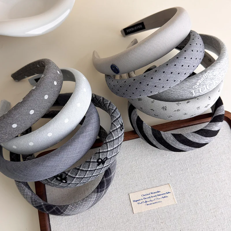 

Retro Headbands for Women New Autumn Plaid Hair Hoop Hairbands Polka Dot Striped Headdress Hair Band Female Hair Accessories 1pc