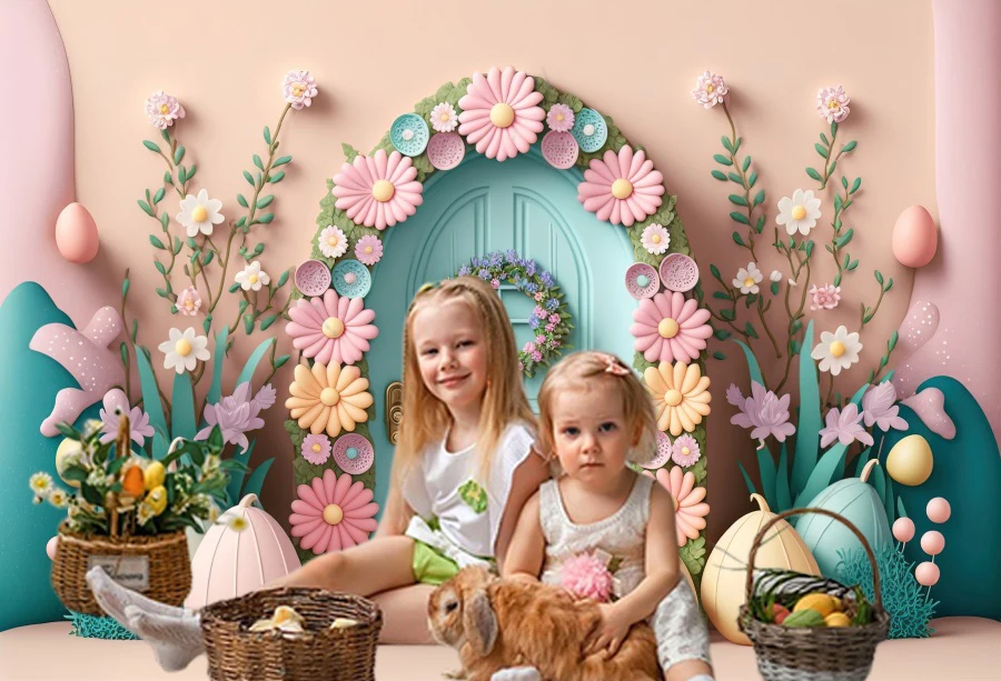 Весенний пасхальный фон для фотографии, кролик, яйца, цветочный сад, цветочный кролик, детский портрет, пасхальная вечеринка, фон для фотостудии