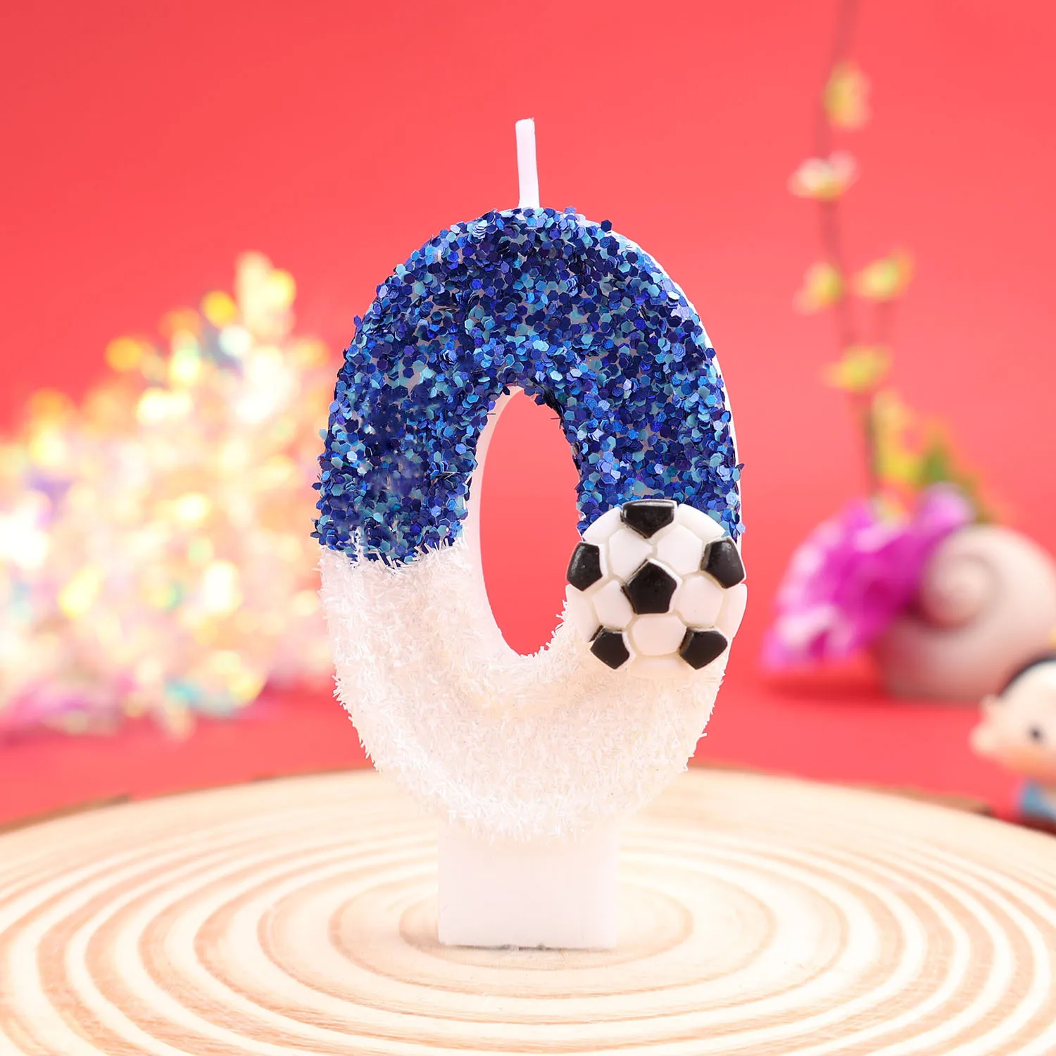 Blue and White Plush Texture Digital Candles, mini Football Accessory Candles, Birthday Anniversary Candles, Party Gifts