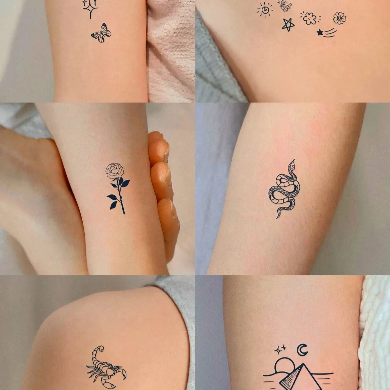 6pcs Waterproof Temporary Tattoo Sticker Star Moon Geometry Anchor Fly Bird Fake Tatto Flash Tatoo finger Tato for Girl Women