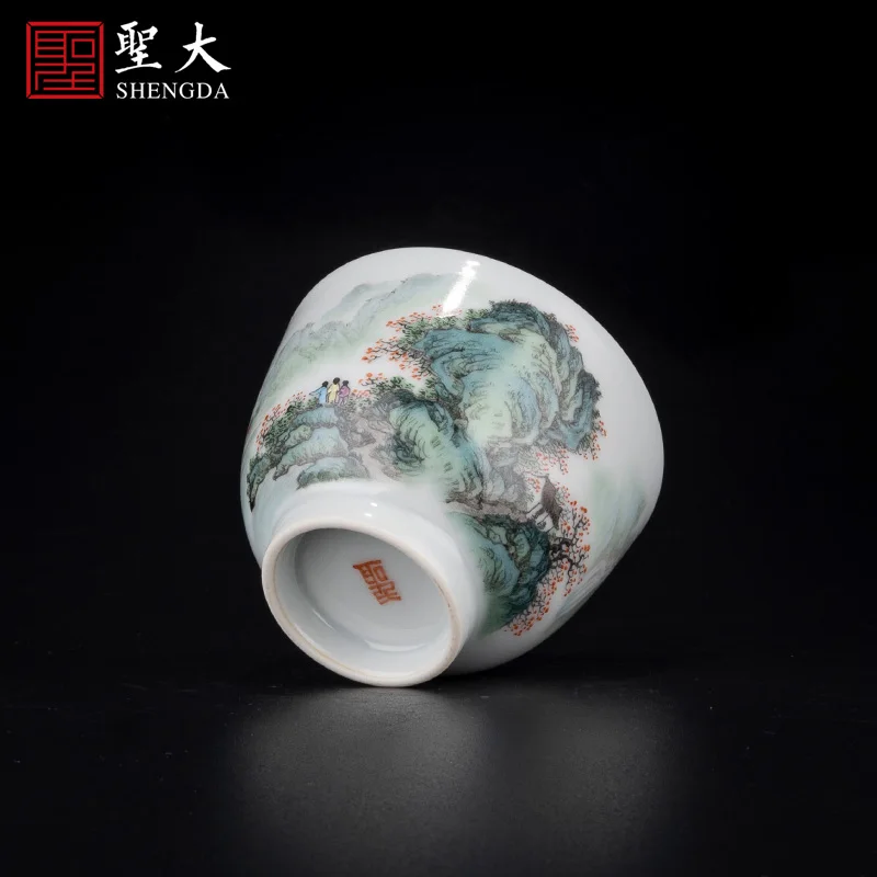 |Shengda ceramic new color Jiangnan Qingqiu Master Cup Jingdezhen pure hand-painted ceramic tea set tea cup