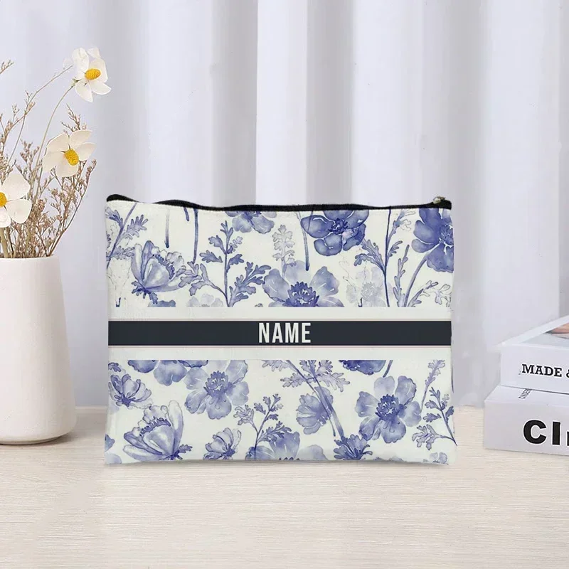 Vintage Name Customized Full Print Makeup Bag Bridesmaid Wedding Makeup Box Handbag Fashion Travel Organizer Toilet Wash Wallet