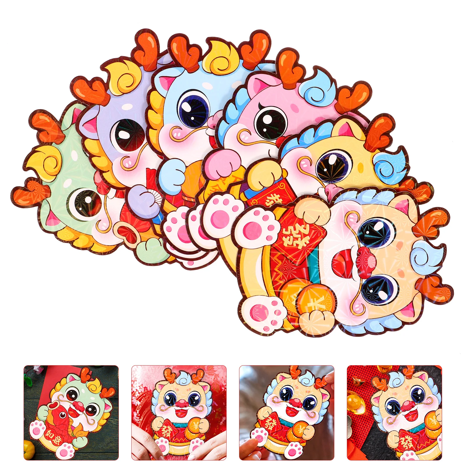 

60pcs Cartoon Red Envelope 2024 Money Bag New Year Gifts Chinese Style Paper Hong Bao Kids Spring Envelopes