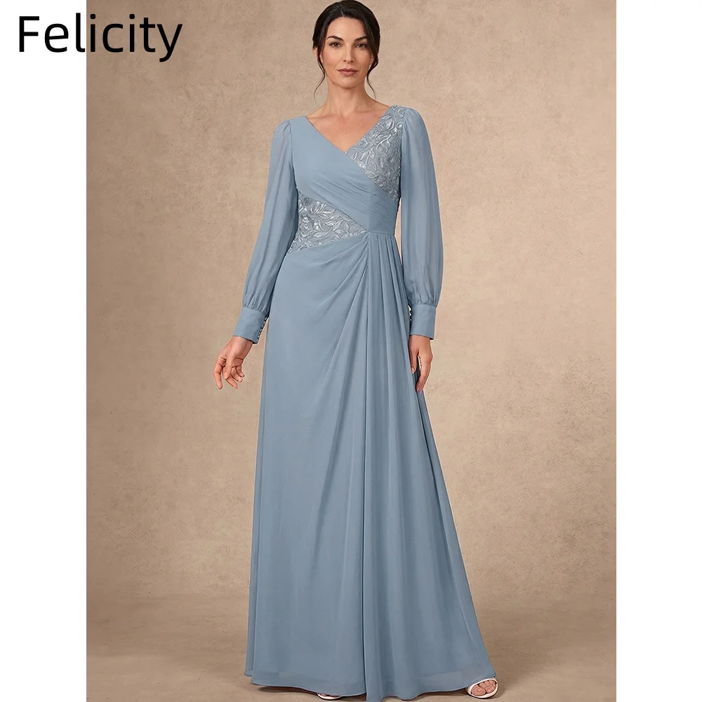

Pink Chiffon Mother of the Bride Dress 2026 3/4 Sleeves Elegant Formal Wedding Guest Dress Applique Evening Party Gowns Custom