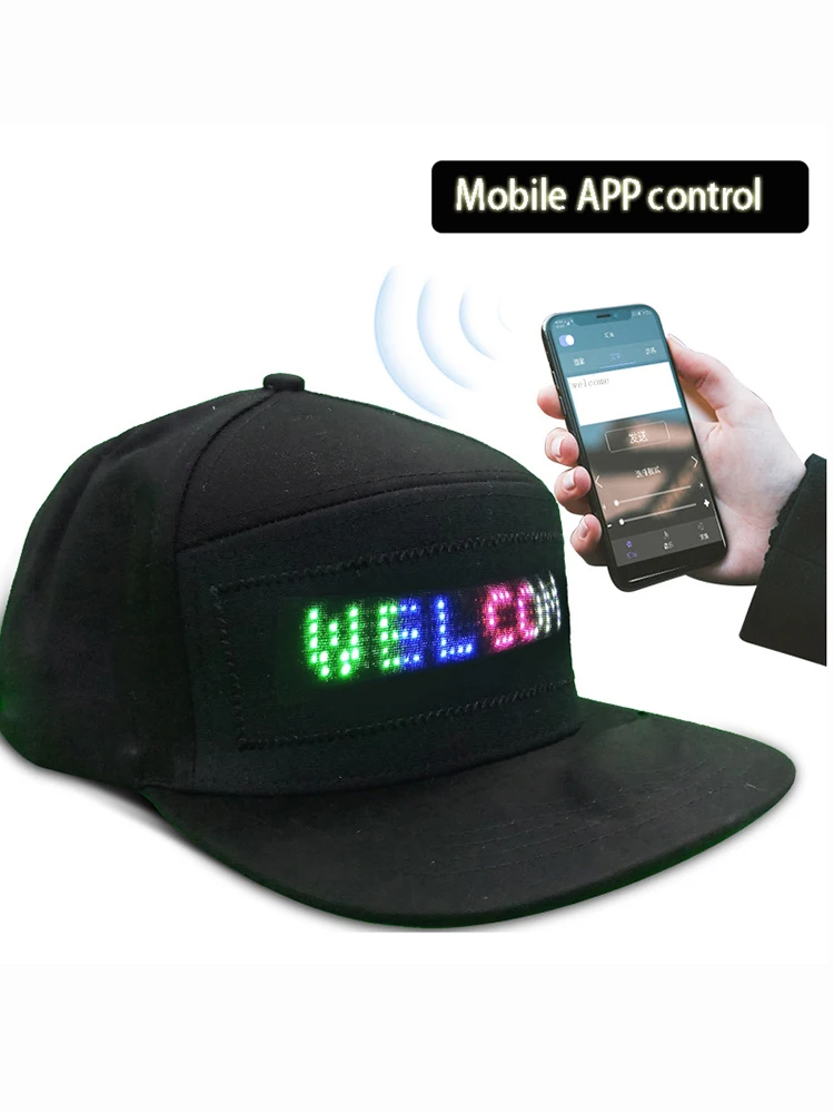 LED Advertising Cap LED Multi Functional Advertising Hat Bluetooth App Controls DIY Pictures Men's and Women's Baseball Caps