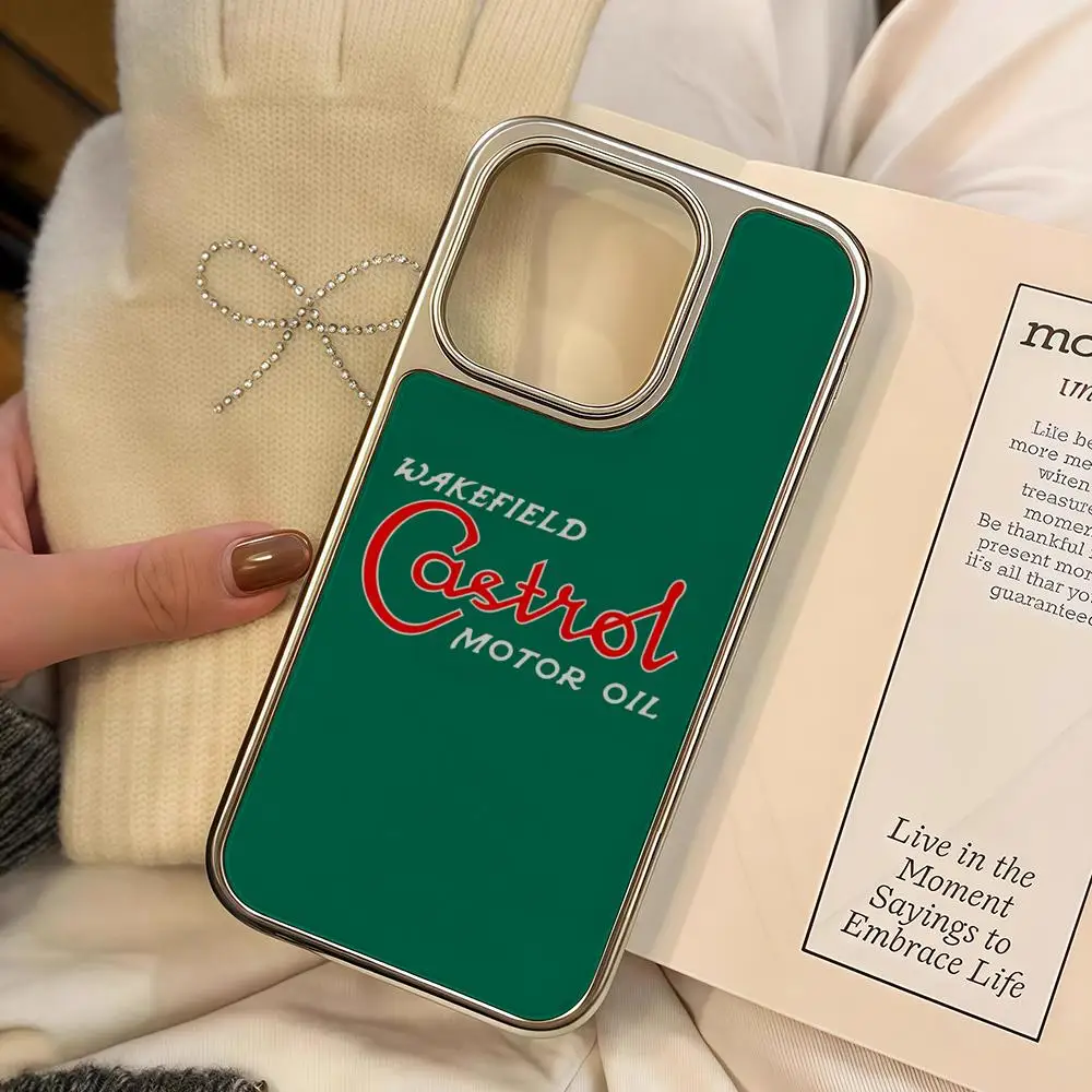 Чехол для телефона Castrol-S для iPhone 16, 15, 14, 13, 12, 11 Pro Max Plus HD Magsafe, металлический каркас, твердый корпус из углеродного волокна