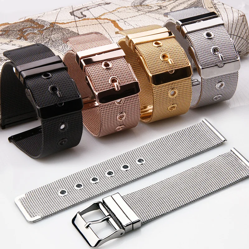 Ultra thin metal  watchstrap Milanese Stainless Steel Watchband 10mm 12mm 14mm 16mm 18mm 20mm 22mm Slender mesh woven mesh strap