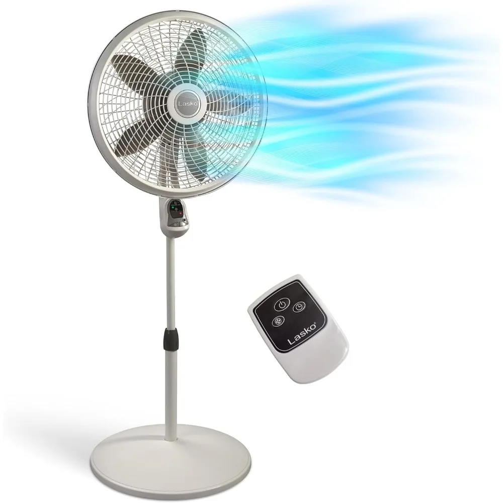 

Cyclone Pedestal Fan, Adjustable Height, Remote Control, Timer, 3 Speeds, for Bedroom, Kitchen, Office and Living Room, 18"