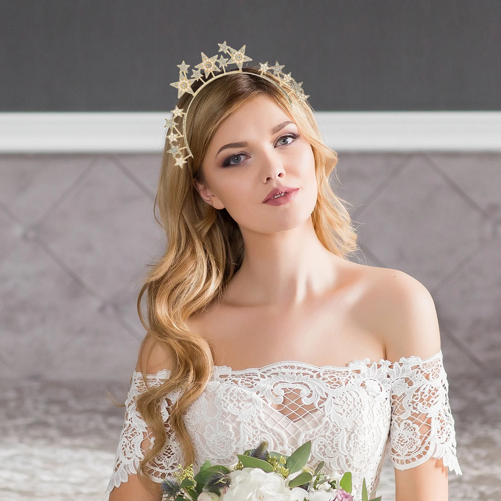 

Star Headpiece Rhinestone Alloy Crown Birthday Wedding Prom Celebration Hair Ornament Women Star Headband Pageant Crown