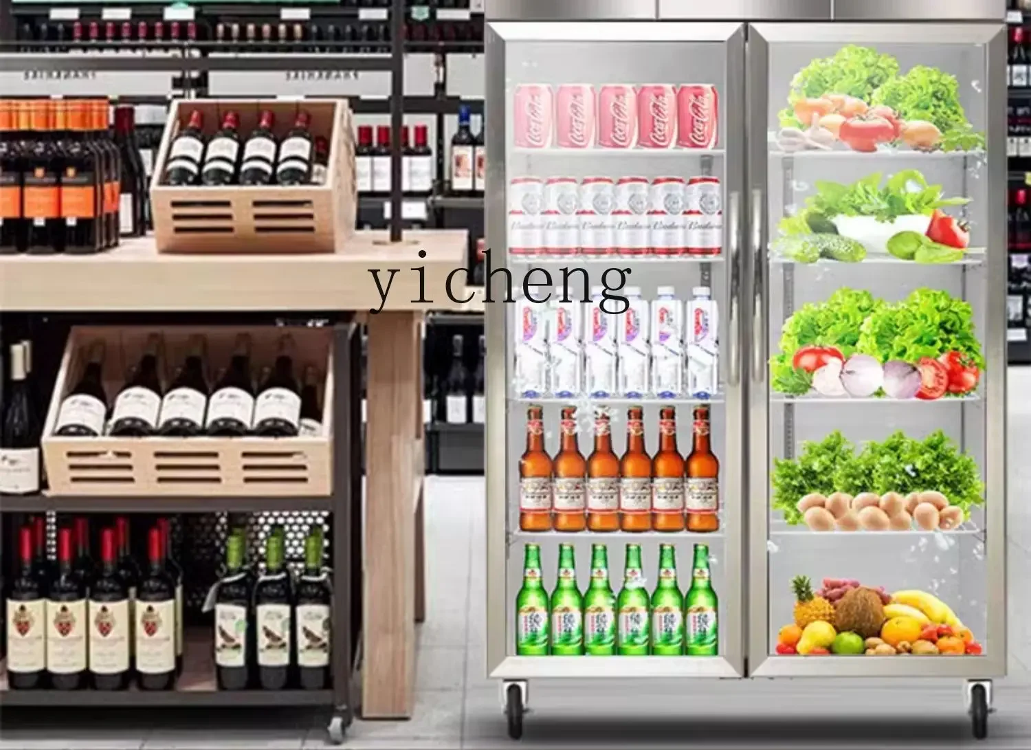 Freeze Storage Display Cabinet Vertical Industrial Refrigerator Double Door Three Door Fresh Cabinet