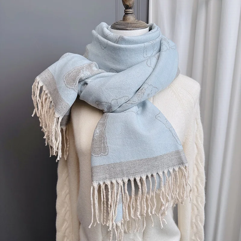 Double-sided cartoon bear super soft scarf shawl female double-sided tassel cute sweet student winter warm scarf