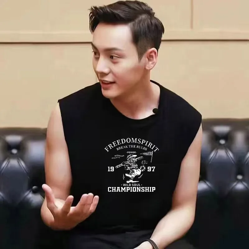 

Новая мужская футболка свободного кроя из хлопка с круглым вырезом, дышащая, удобная, повседневная, летняя, модный тренд 2025 года