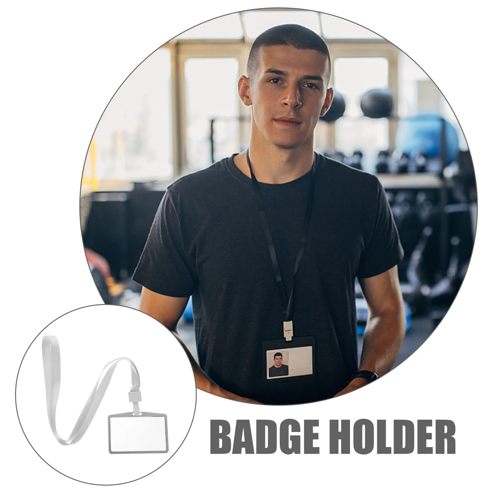 

1Set Polyester Aluminum Alloy Lanyard Id Card Holder Detachable Hanging Badge Protector for School Office Outdoor