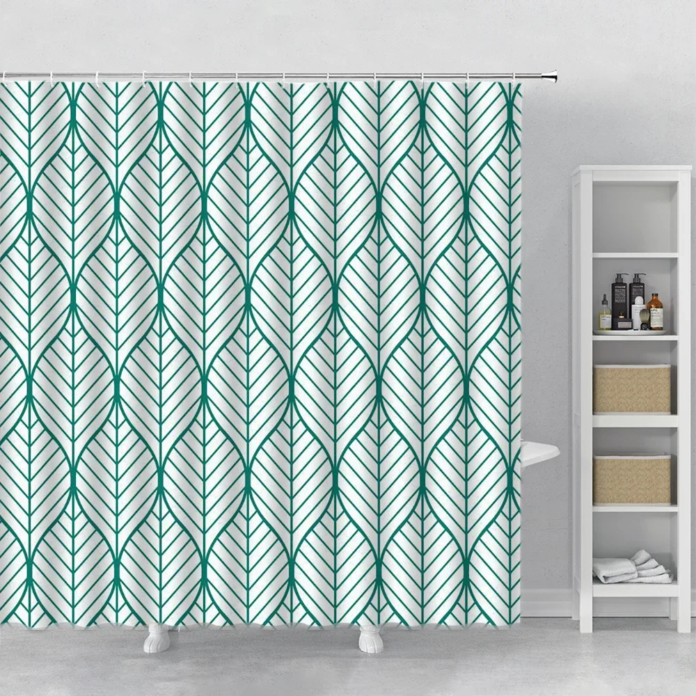 Modern Nordic Style Shower Curtains Simplicity Geometry Stripes Bathroom Polyester Bath Curtain Home Bathtub Decor With Hooks