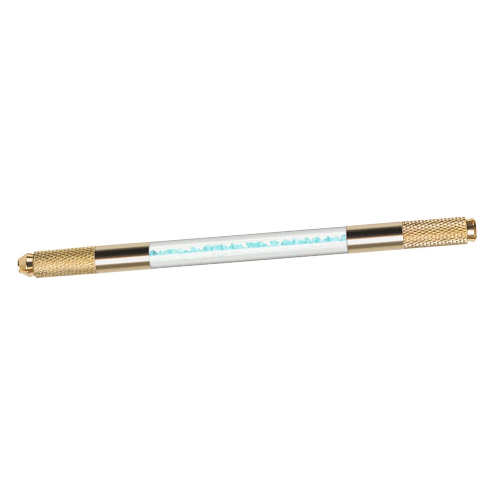 Professional Dual Head Microblading Pen with Rhinestone Handle Precision Tattooing Tool for Eyebrow Artists