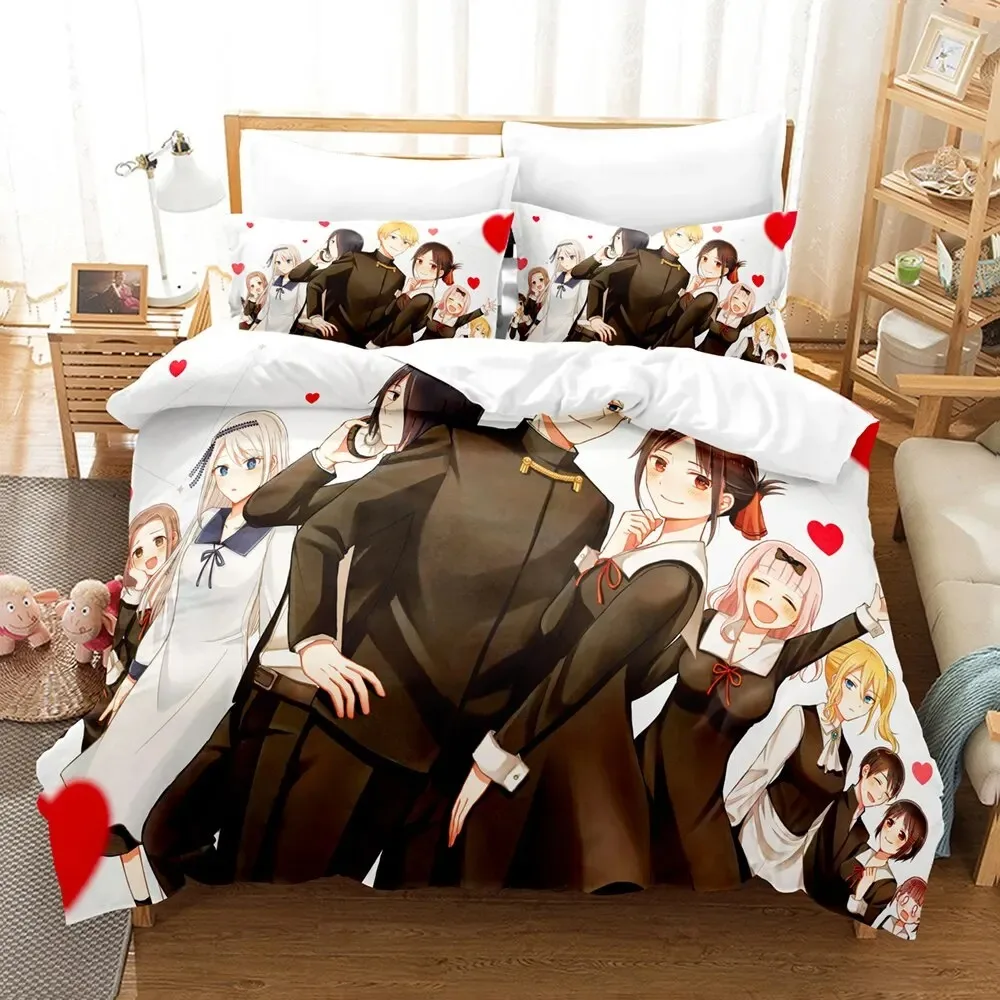 3D Printed Anime Kaguya-sama Love is War Bedding Set Boys Girls Twin Queen Size Duvet Cover Pillowcase Bed Kids Adult