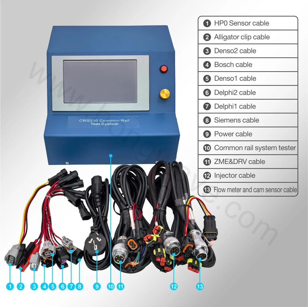 CRS330 Common Rail Injector Diesel Pump HP0 Pump QR Coding Test System Simulator Tester Testing 6 Injectors Touch Screen Control