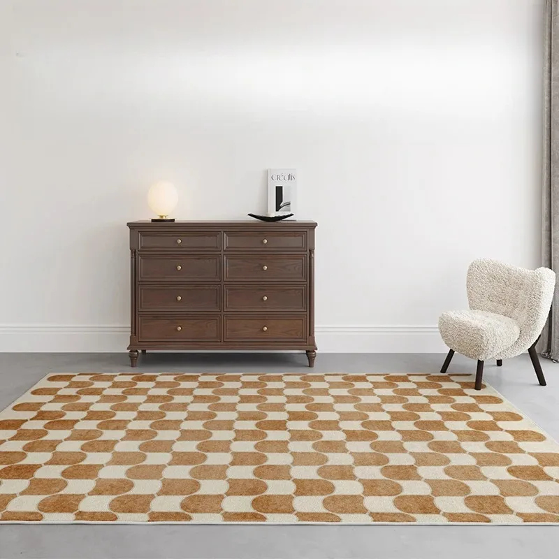 Stripes Checks Print Living Room Carpet Foldable Machine Washable Coffee Table Anti-slip Floor Mat Bedroom Bedside Soft Rug 러그