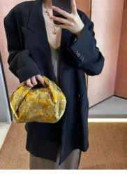 Fashion Satins Dumpling Bag Ruched Shoulder Bag Designer Tote Bags for Women Silk Hobo Cloud Crossbody Bags Female Shopper