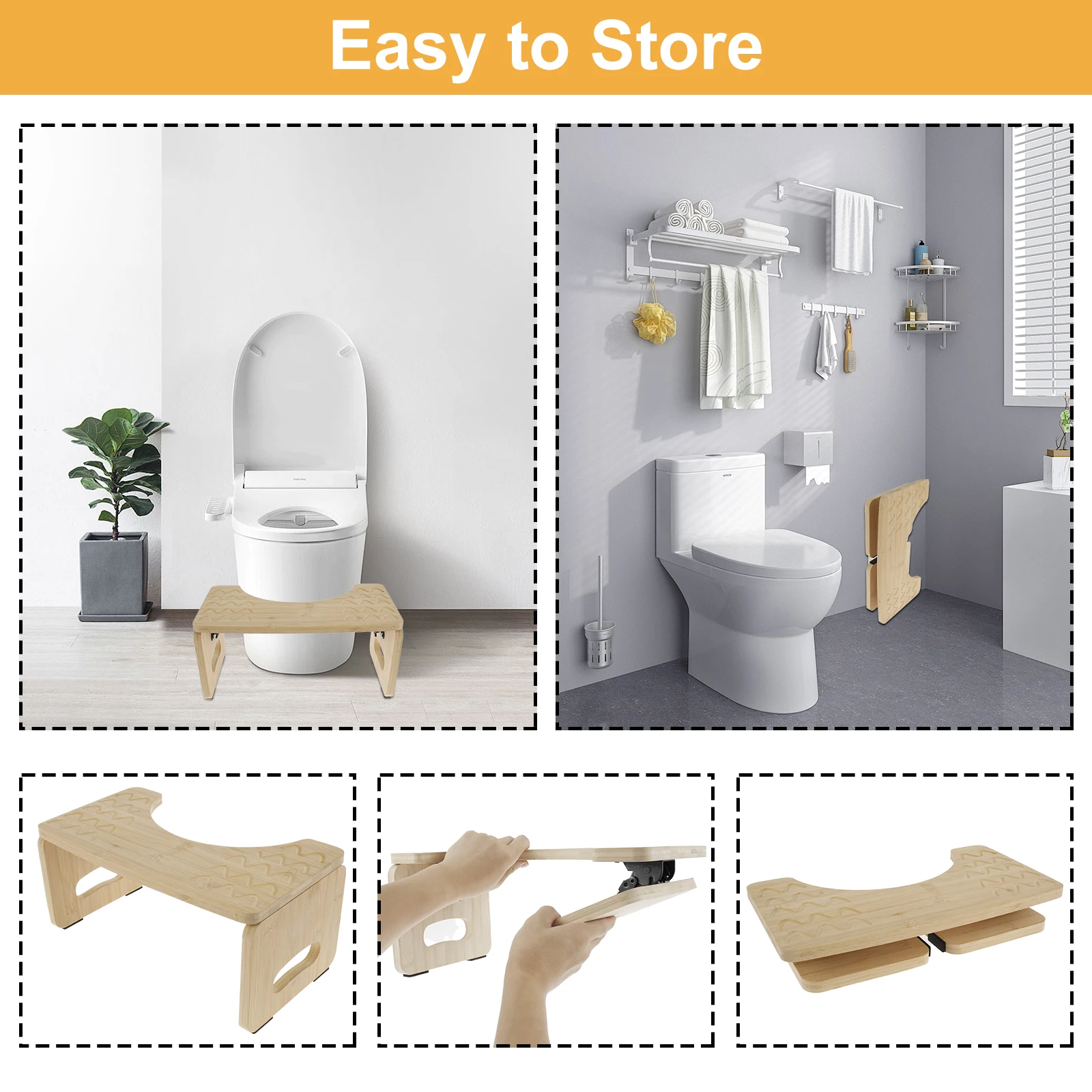 Bathroom Toilet Stool Squat Potty Poop Stool for Adults Pregnant No-folding / Folding Toilet Foot Step Stools Raiser Ergonomic