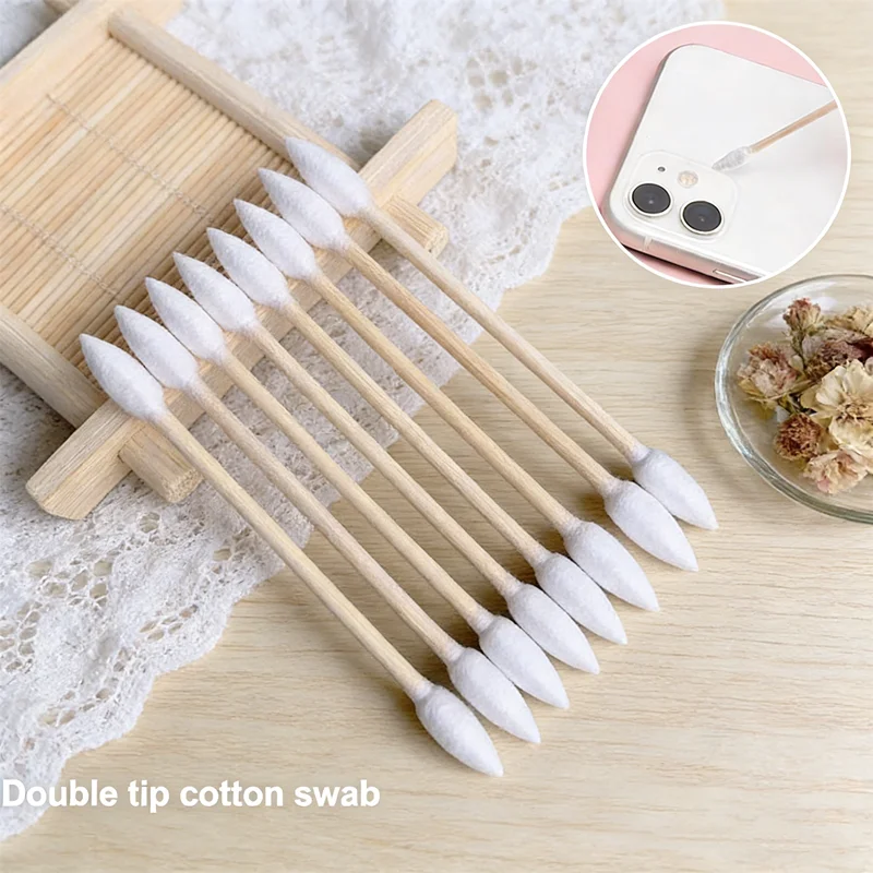 Bamboo Sticks & Precision Pointed Pet Cotton Swabs, 100/300/500 Pcs, Ideal for Outdoor Makeup