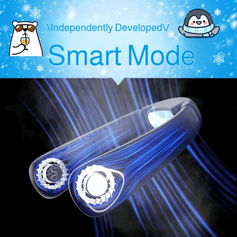 Портативный подвесной маленький вентилятор на шею, бесшумный безлистный охлаждающий маленький ленивый вентилятор