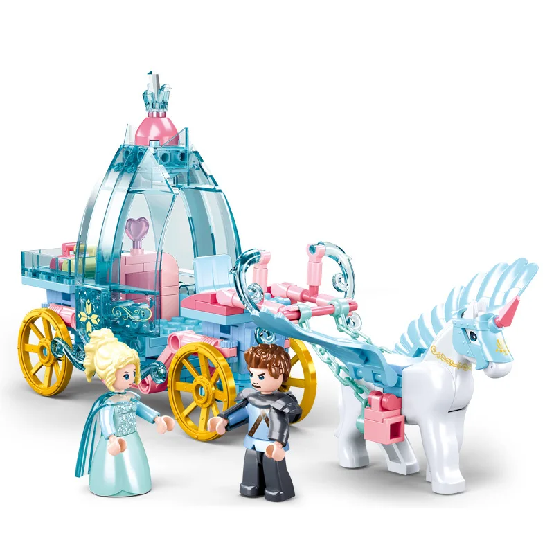 

Sluban 191Pcs Princess Prince Royal Ice and Snow Carriage Horse Building Blocks Kids Friend DIY Bricks Toys Girl Christmas Gifts