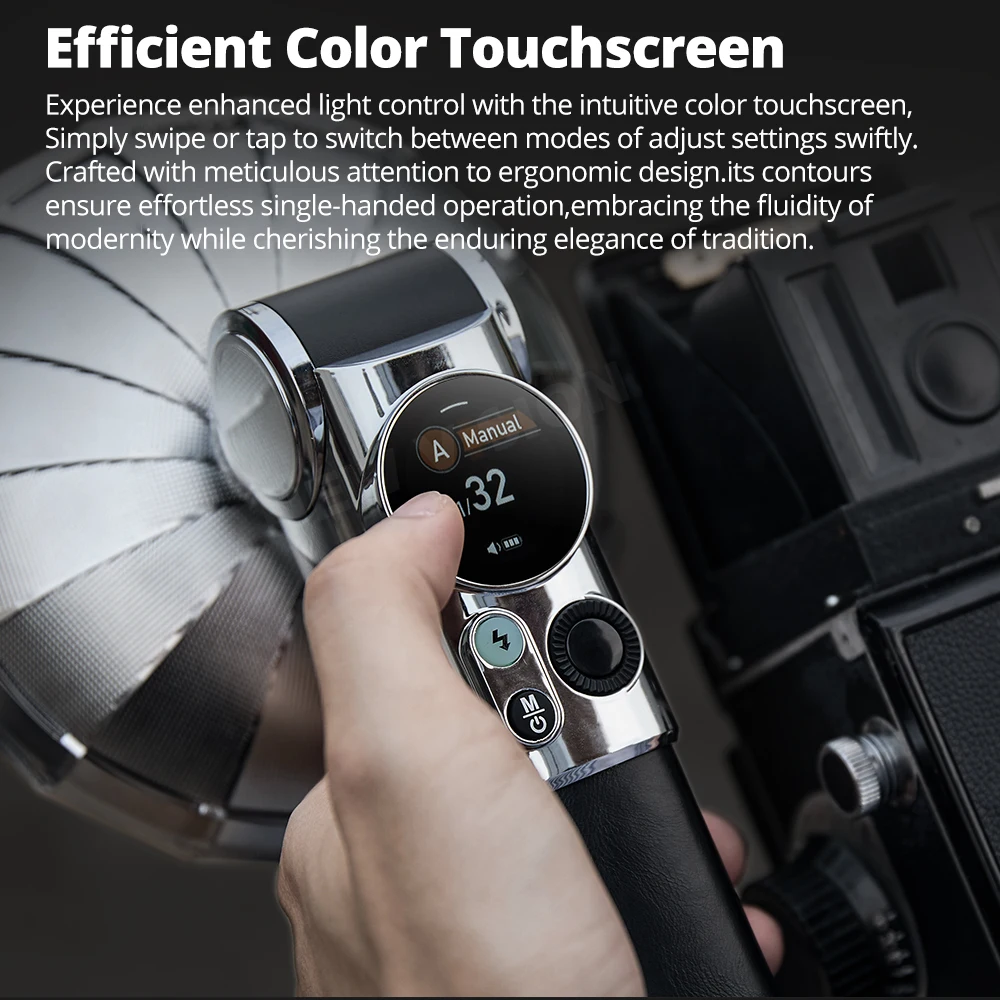 Godox Lux Master Touch Screen Wireless Retro Camera Flash TTL 0-90° Tiltable Flash Head Adjustable for Canon Sony Nikon Fuji