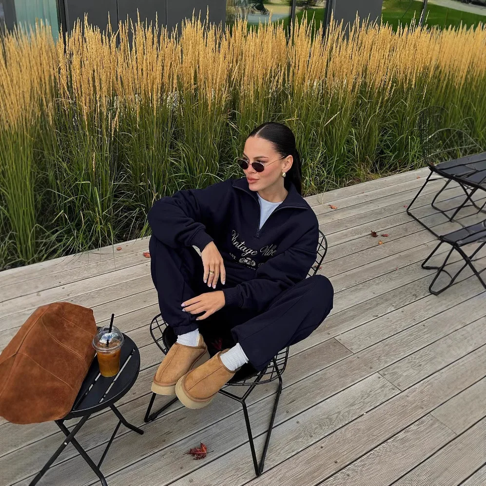 Autumn New Woman Clothing Streetwear Harajuku Hoodie Semi-zipper Lazy Wind Hoodies Woman Clothes Loose Long-sleeved Top Jacket