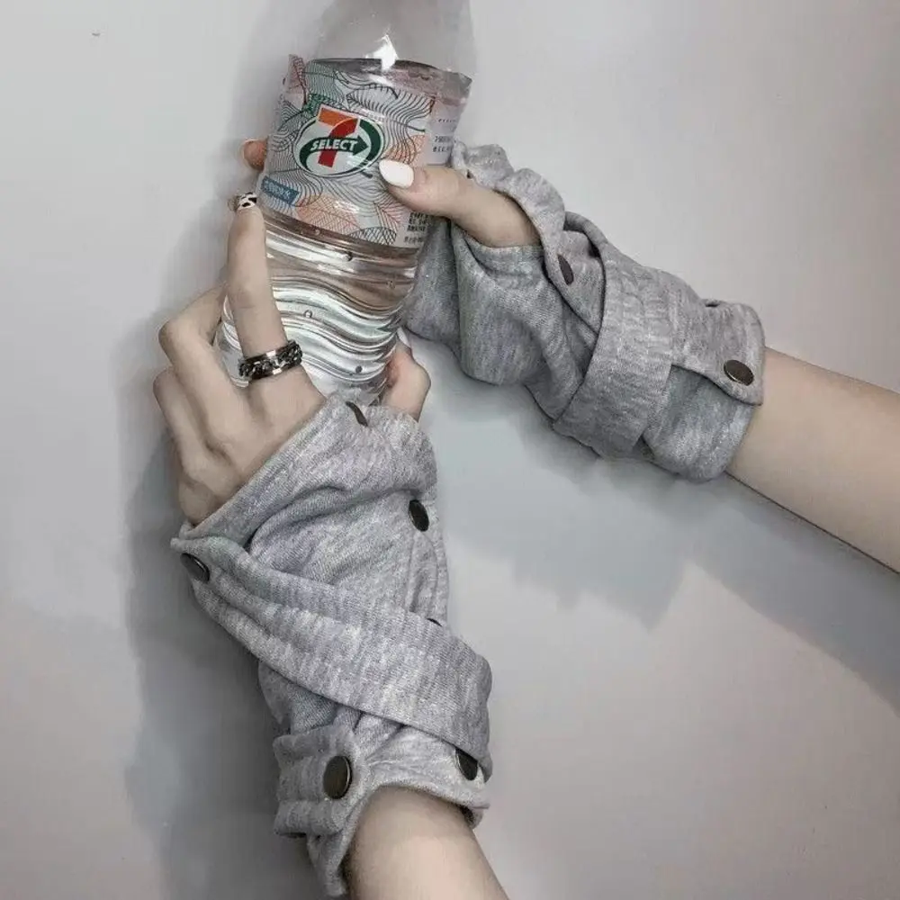 Snap-Button Closure Half Finger Gloves Warm Decorative Design Street Dance Gloves Breathable Unisex Fingerless Gloves For Couple