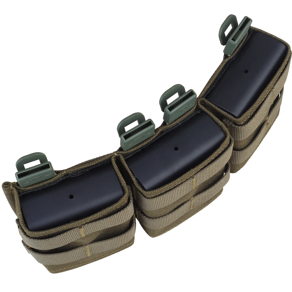 Triple Mag Pouch 7.62 M4 AR15 Molle Bag (Medium) for Tactical Hunting Vest Plate Carrier with Insert Nylon Fixing Clip