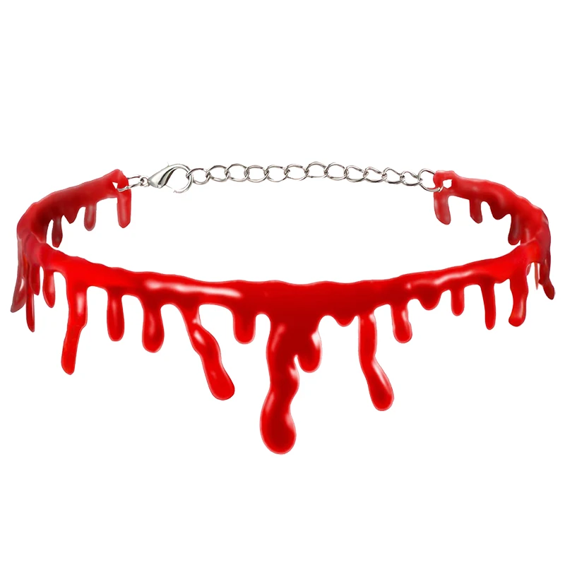 MagiSel Collier Vampire Goutte De Sang – Lot De 2, Ras-du-Cou Élastique, Accessoire Halloween Cosplay