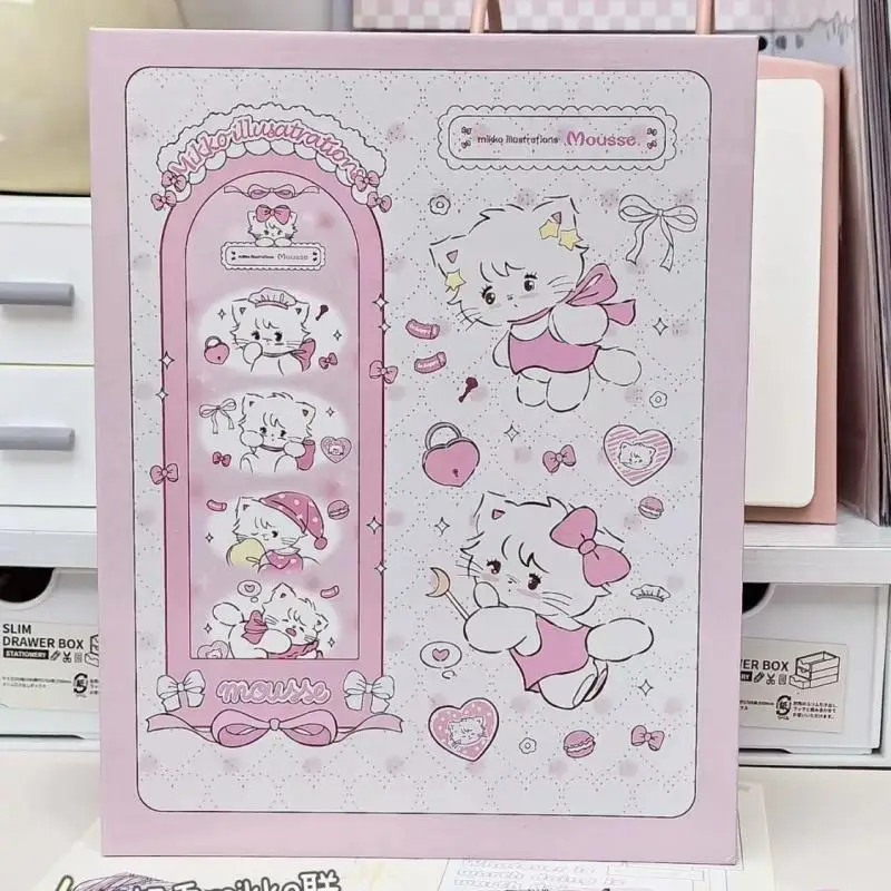 Kawaii Cute Mikko A5 Card Book 6-Hole Four Grid Loose Leaf Card Booklet Love Bean Album 3-Inch Small Card Storage Book Girl Gift