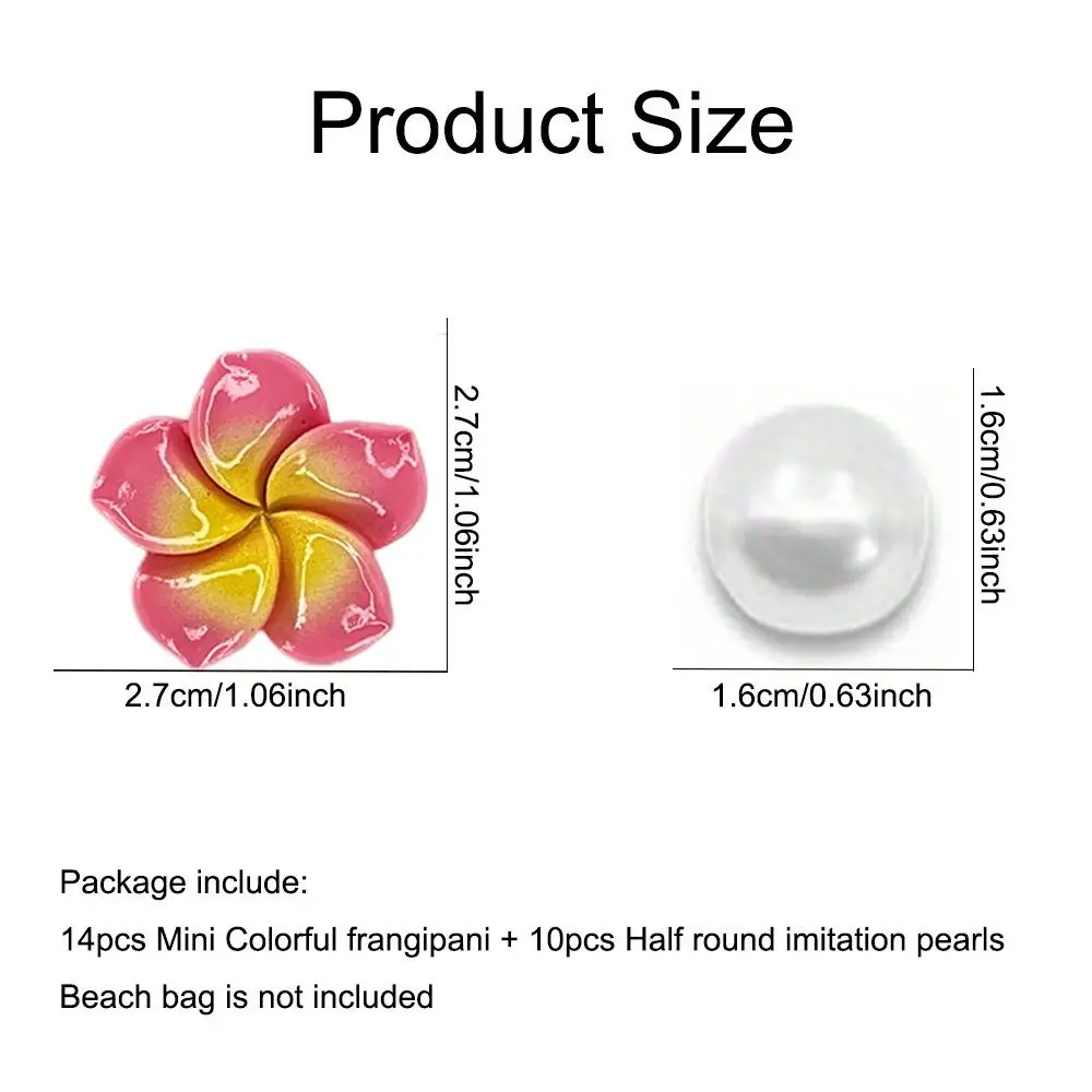 24PCS Flowers Charms for Bogg Bag Decoration PVC Pearl Beach Totes Bags Accessories for Rubber Beach Bag with Holes