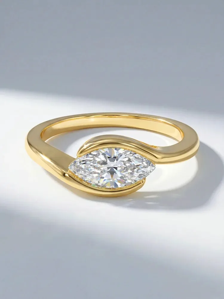 Women's 925 Sterling Silver V-shaped Zircon Ring