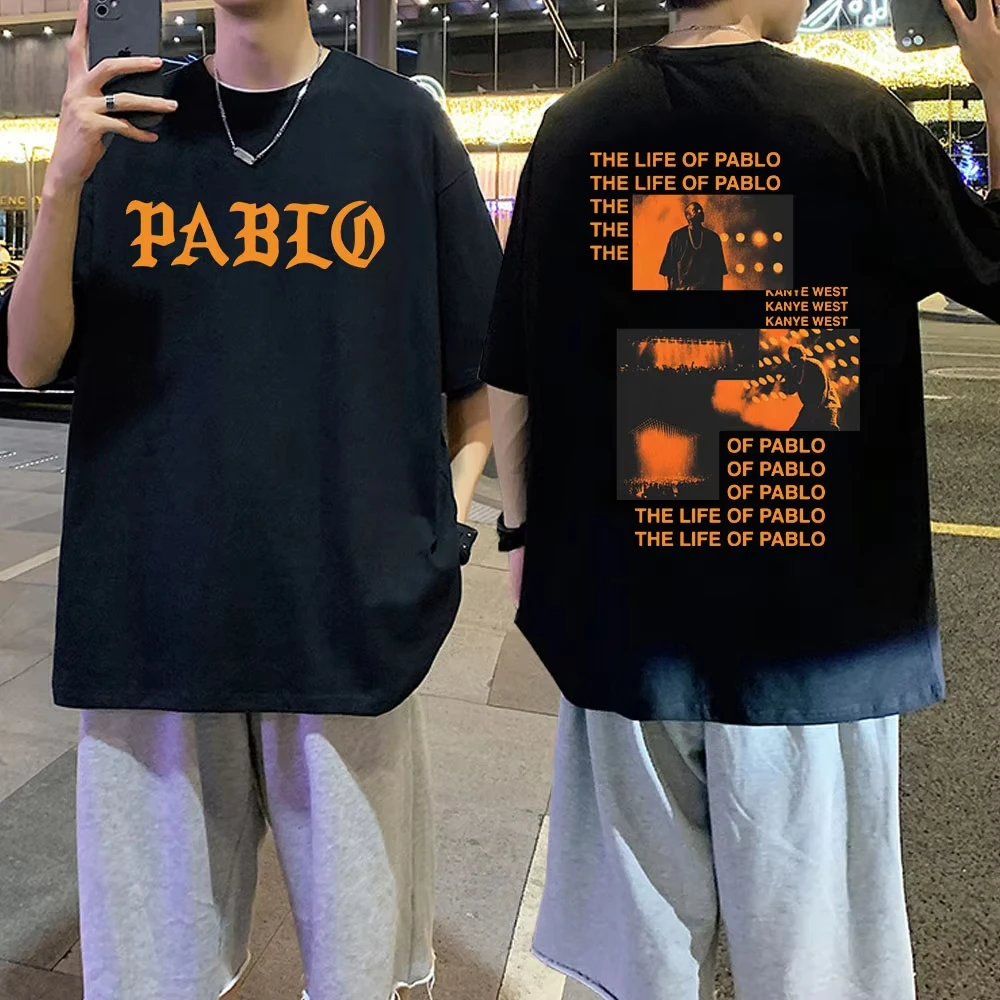 Camiseta com estampa gráfica do rapper Kanye West, camiseta THE LIFE OF PABLO, camisetas de verão para homens e mulheres, moda hip hop, camisetas over