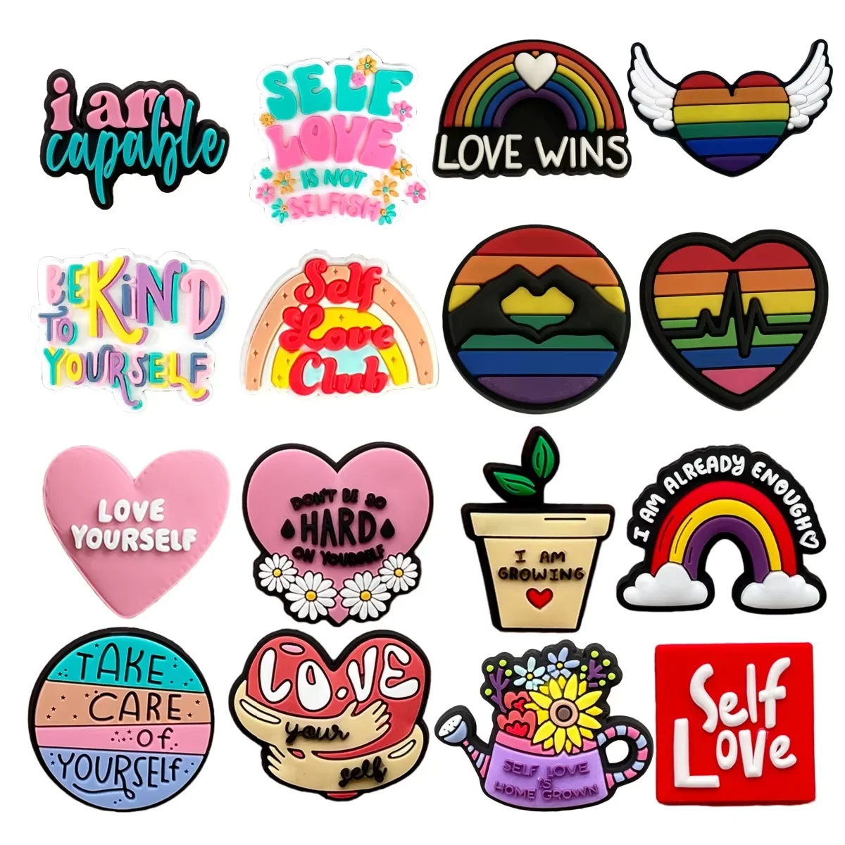 32pcs Random Phrase Series Different Shoe Charms,PVC Shoe Charm for Shoes Bracelet Wristband Clog Sandals,DIY, Shoe Decorations