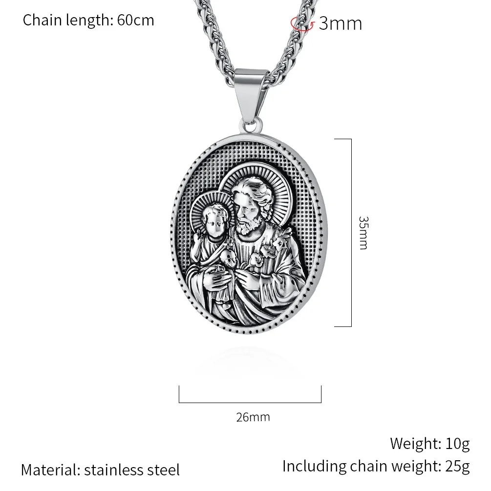 316 Stainless Steel Christian Jesus Virgin Mary Cross Necklace Men Women Exquisite Religious Medallion Necklaces Wholesale
