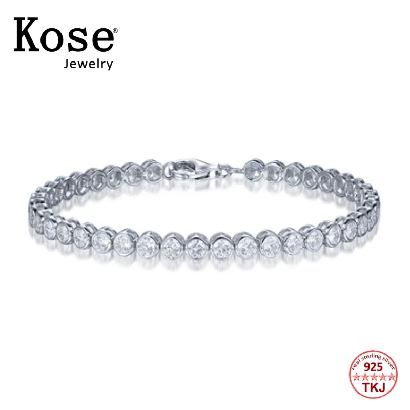 

KOSE AAAAA Cubic Zirconia Tennis Bracelet Charm Fine Real Silver Luxury Designer Jewelry for Women