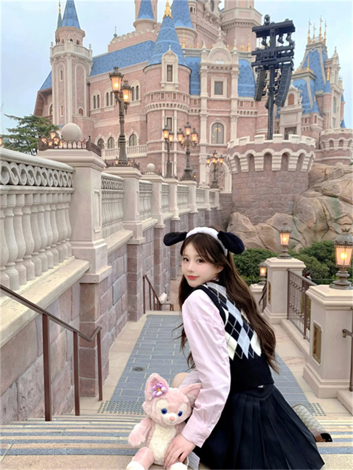   Halloween Set Pastel Roze Geruit Vest Lange irt JK orm Rok Lente Seizoen Dames Faion 8-25 Jaar oud