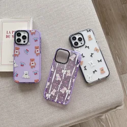 Bowknot Toy Bear Clear Case For Iphone 11 14 15 Pro Max Thicken Silicone Soft 12 13 Mini SE 7 8 Plus XR XS Max Shockproof Cover