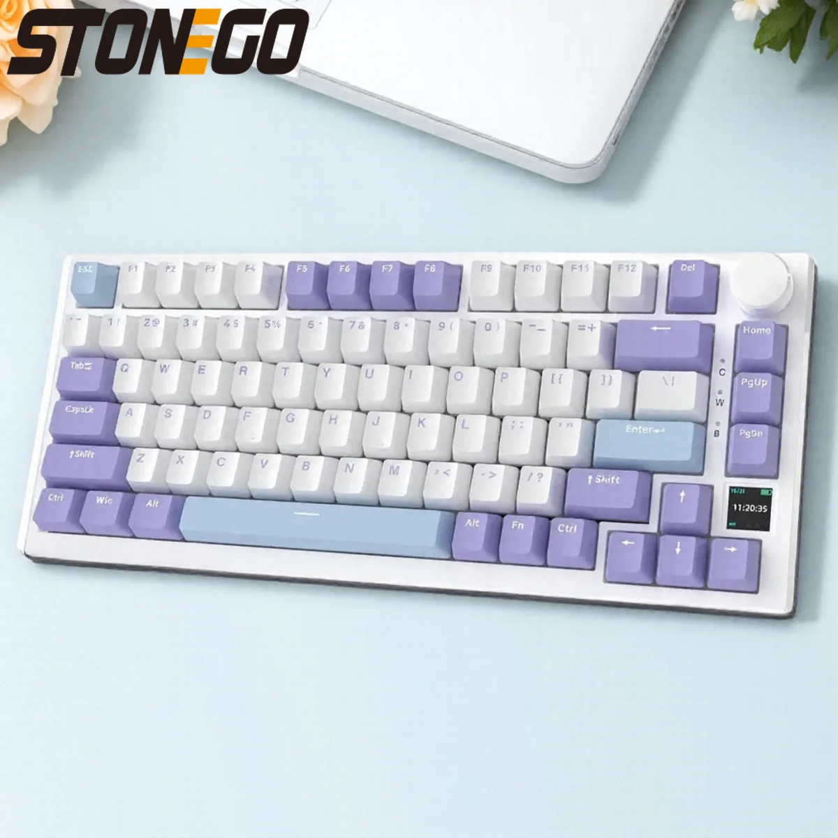 

75 Механическая клавиатура с горячей заменой TFT-дисплей 4000 мАч BT2.4G Проводная RGB светодиодная ручка управления ESports Windows Mac