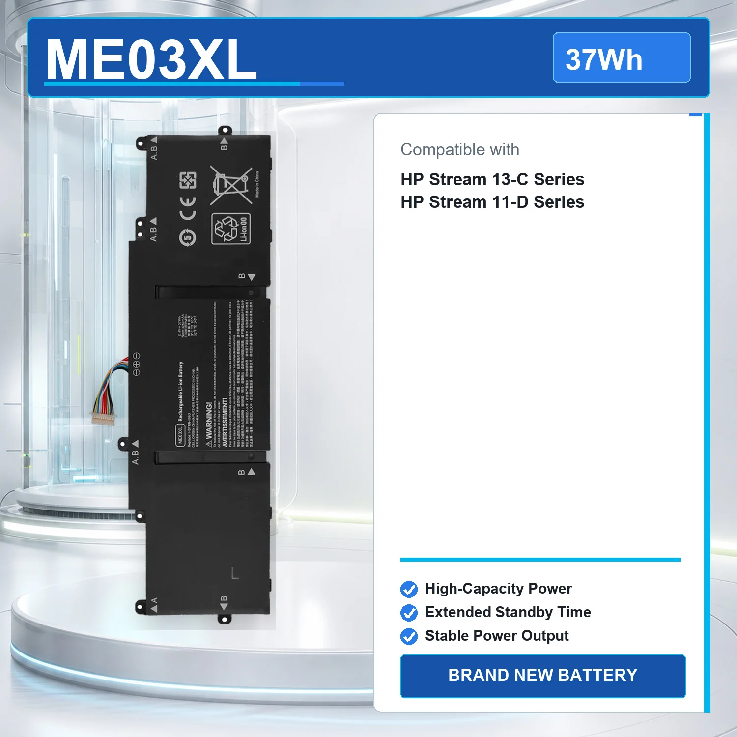 ME03XL 37Wh 11.4V Laptop Battery For HP Stream 11-D 13-C Series 11-d010nr 13-c110nr HSTNN-UB6M 787089-541 HSTNN-LB6O
