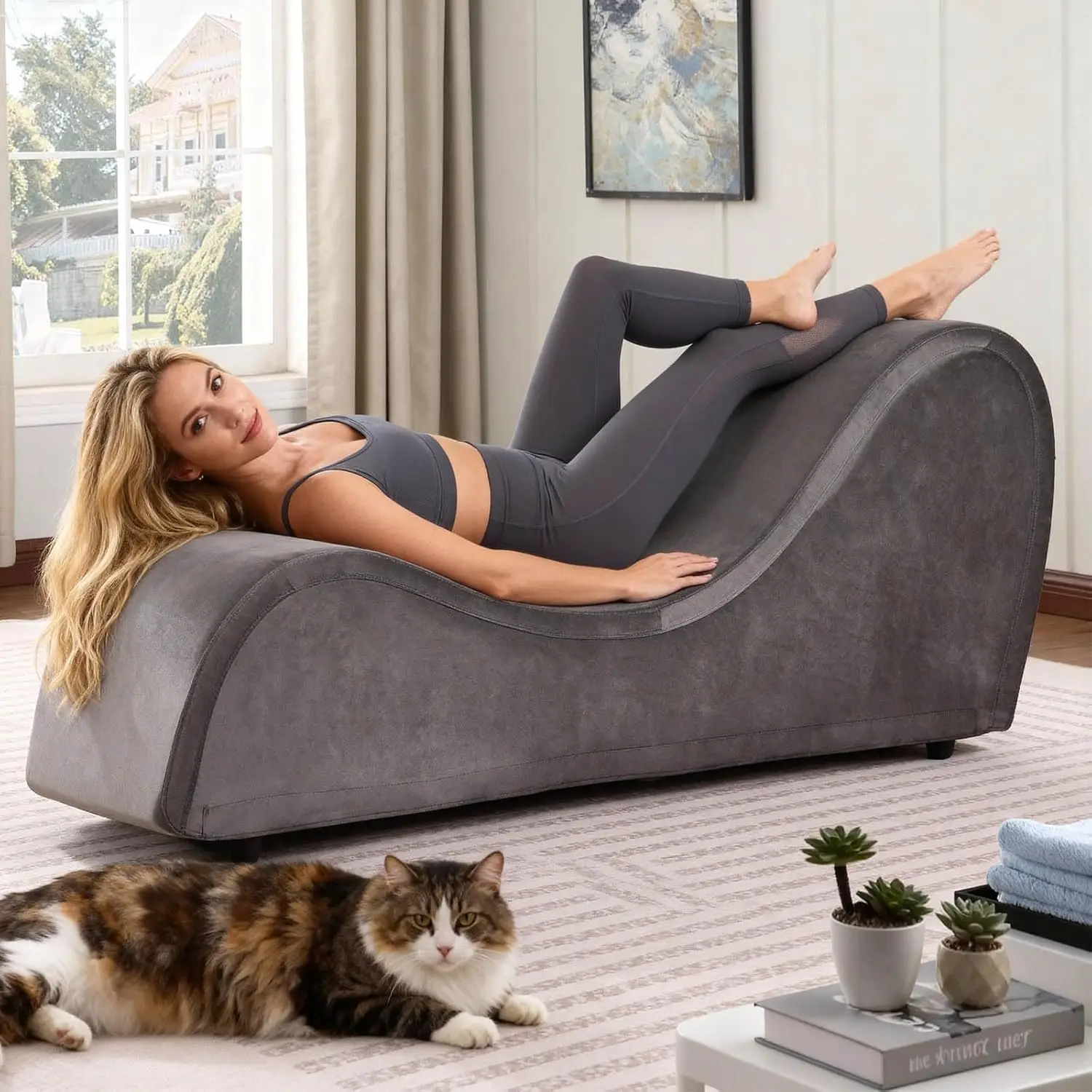 new Chaise Lounge Chair Indoor - Yoga Sofa Couch Bench Chairs for Stretching Relaxation, Experience, Heavy-Duty Metal, Customize